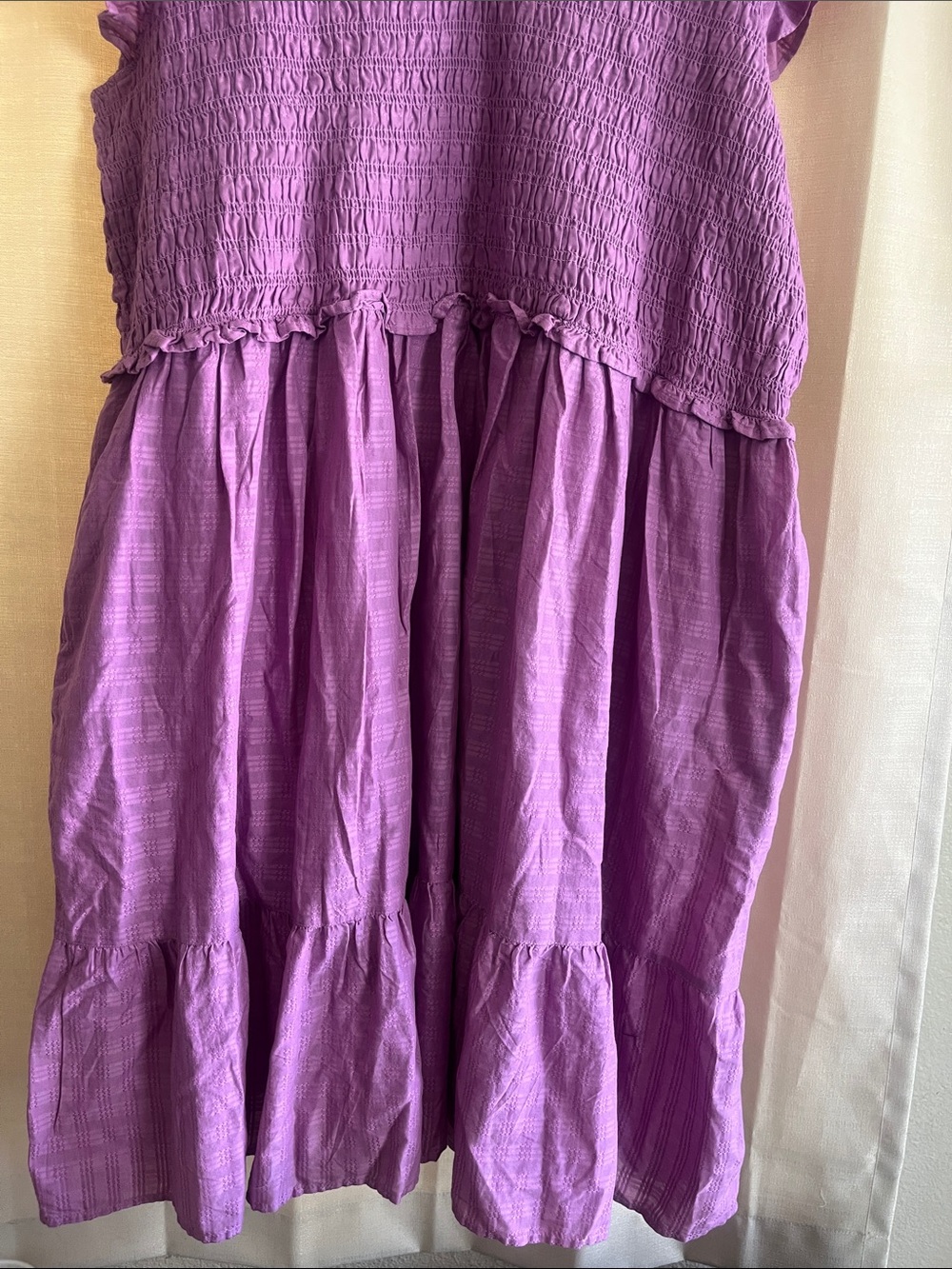 Women’s Plus Size Terra & Sky Purple Smocked V-Neck Casual Dress - Picture 2 of 5